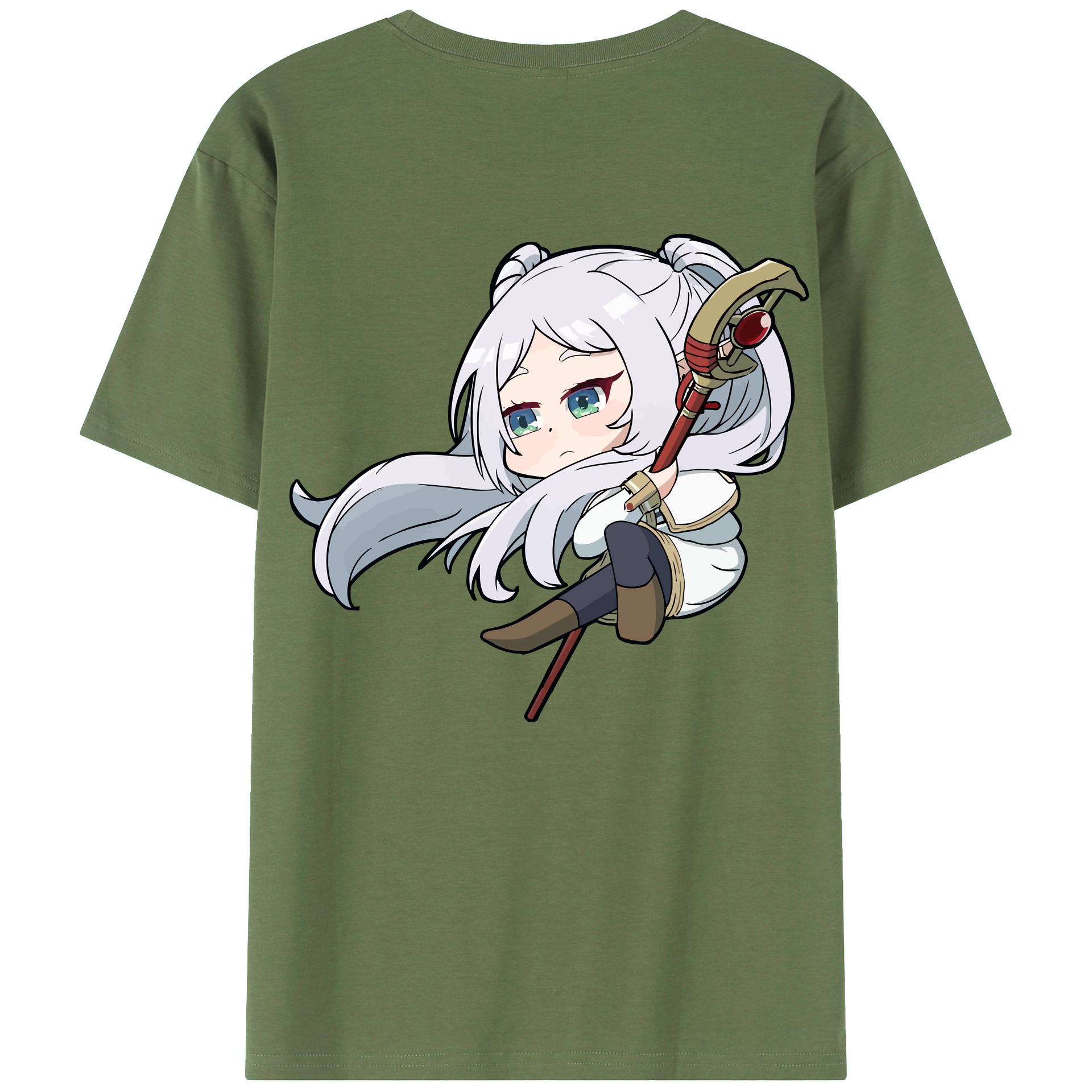 （画像用） 葬送のフリーレン Frieren 綿100％ メンズ半袖Tシャツ（バックプリント） 通気性